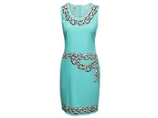 Aqua & Multicolor Moschino Cheap and Chic Sleeveless Chain Print Dress Size IT 40