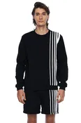 GRADIENT STRIPE PULLOVER SWEATSHIRT IN BLACK