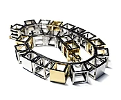 BRACELET 1024 - 18k Yellow and White Gold - Large Cubes