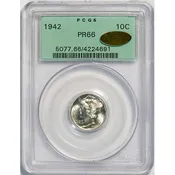(5077) 1942 10C Old Holder PCGS PR66 Gold CAC