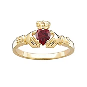 14K Gold over Sterling  Birthstone Claddagh Ring