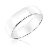 10k White Gold 6mm Low Dome Comfort Fit Wedding Band