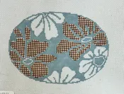GINGHAM BLOOMS OVAL CANVAS - TEAL