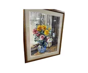 Edgar Forkner (1867 - 1945) Watercolor on Paper Floral Arrangement in Window Sill — White Barn Antiques