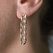 11.25mm x 7mm Flat Oval Curb Chain Earring - Earnut Back Included - Silver and 18 Karat Gold Plating - KE-24
