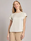 Button Detail Blouse, Hammered Satin