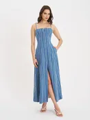 Abygail Stripe Cotton Denim Maxi Dress (Archive Sale)