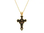 GURHAN Antiquities One-of-a-Kind 24K Gold Bronze Cross Pendant Necklace, 47x30mm