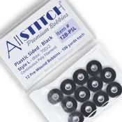 12 Bobbins - AllStitch Plastic Sided Machine Embroidery Bobbins Style L - Black