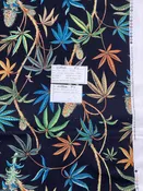 010926-F-V Tropical plants on black, Cotton; 2 1/3 yd x 48" — FabMo