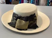 Beige/Cream 100% Wool Hat with Bow Detailing