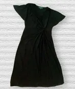 Lauren  Essentials Black Stretch Knot Front Dress Size 6
