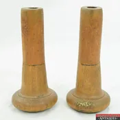 2 Country Farm Primitive Americana Antique Wood Candle Sconce Art Stick Holder