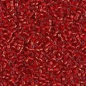 11/0 Miyuki Delica Bead Tube Silver Lined Red