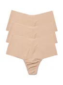 3 Pack BreatheSoft™ High Rise Thongs Taupe