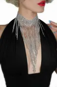 10 Line Rhinestone Choker - Silver