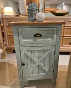 Blue Painted Side Table w/Wood Top