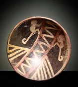 Pre-Columbian Pottery Bowl. Ecuador. Circa 1000 CE. Polychrome With Monkeys.