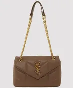 Metal Letter Engraved Leather Handbag