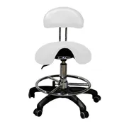 Saddle Stool with Back and Adjustable Footrest - 2110 WHT