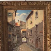 1800s Framed Oil on Board - Cambria, Northern France