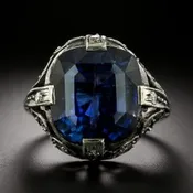 Antique Silver 16.31 Carat No-Heat Sapphire Ring - GIA