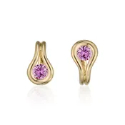 Comet Huggie Hoop Earrings in 18K Yellow Gold & Pink Sapphire