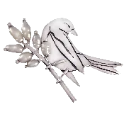 Rice Bird on Pearl Branch Pin