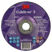 3M Cubitron 3 7100313193 Depressed Center Grinding Wheel, 90005, 36+, T27, 6 in x 1/4 in x 7/8 in, ANSI, 1 Each