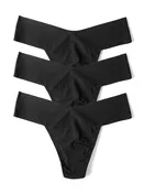 3 Pack BreatheSoft™ Natural Rise Thong Black