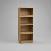 Bibliothèque étroite rectangulaire à 4 niches en MDF plaqué chêne, chêne naturel, 60 × 30 × 180 cm