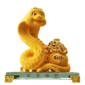 2026 Chinese Zodiac Snake Year Golden Resin Collectible Figurines Table Decor Statue Large