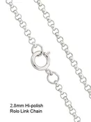 18" - 2.8mm ROLO Hi-Polished Sterling Silver Chain