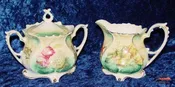 RS Prussia Red Mark Creamer & Sugar