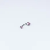 2 Gem Navel Curve - 12g - Pink CZ - 3/8" - 6mm, 4mm - Titanium - Navel - Industrial Strength — MODERN RITUAL