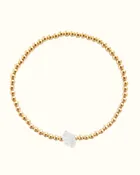 Gara Danielle Herkimer Diamond Elastic Bracelet with 14k Gold-Filled Beads