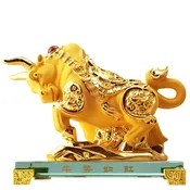 2025 Chinese Zodiac Ox Year Golden Resin Collectible Figurines Table Decor Statue Large