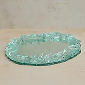 Italian Mirrored Tray with Raw Crystal Edge, 1960s