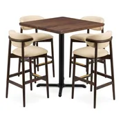 4-Seat Ruby Walnut Bar-Height Restaurant Set with Beech Top