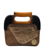 Leather and Wood Clutch