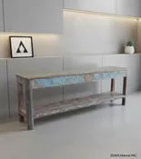 HAND CARVED SOLID RECLAIMED WOOD CONSOLE TABLE