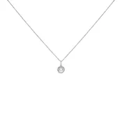 10K White Gold 5MM Cultured Pearl and Diamond Accent Halo Pendant Necklace