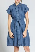 Button Front Shirt Dress With Ties