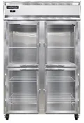 2RNPTHD-GD-SD 2-Section Display Commercial Pass-Thru Refrigerator Half Doors