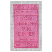 Guest Check - Now Serving Girl Dinner Needlepoint Canvas