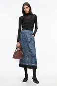 Abstract Tiger Embellished Midi Skirt