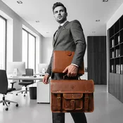 Aaron Leather Goods leather Briefcase & Organizer Combo