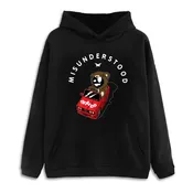 Misunderstood Drop Top Teddy Drop Shoulder Black Pullover Hoodie