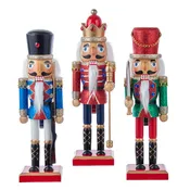 10" Red, Green &amp; Blue Nutcrackers, 3 Assorted
