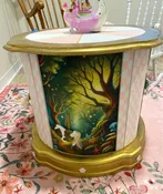 Carousel End table,with Mirror, Pink/White 1 of a kind